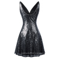 Kate Kasin Shinning Sequins Sleeveless V-Neck U-Back Evening Party Cocktail Dress KK001075-1